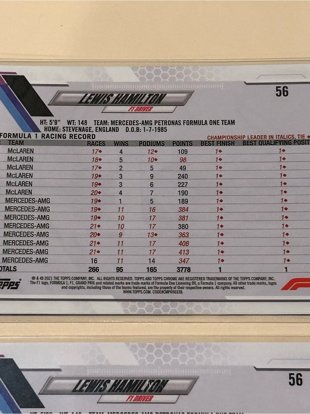 Lewis Hamilton Topps Cards Lot of 4 Sapphire and more - Picture 7 of 10